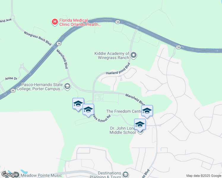 map of restaurants, bars, coffee shops, grocery stores, and more near 2469 Stapleford Place in Wesley Chapel