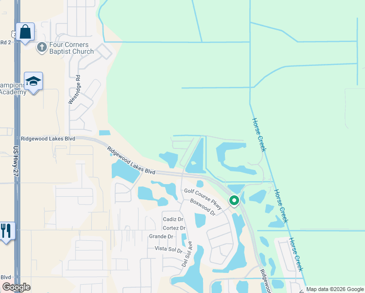 map of restaurants, bars, coffee shops, grocery stores, and more near 100 Spanish Moss Road in Davenport