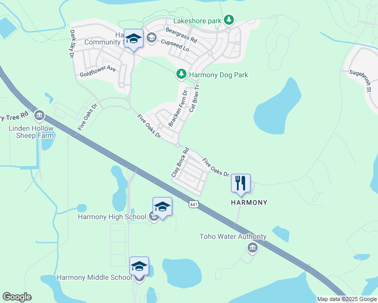 map of restaurants, bars, coffee shops, grocery stores, and more near 7102 5 Oaks Drive in Saint Cloud