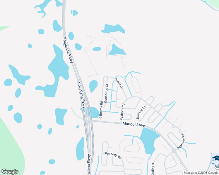 map of restaurants, bars, coffee shops, grocery stores, and more near 1356 Dunbarton Court in Kissimmee