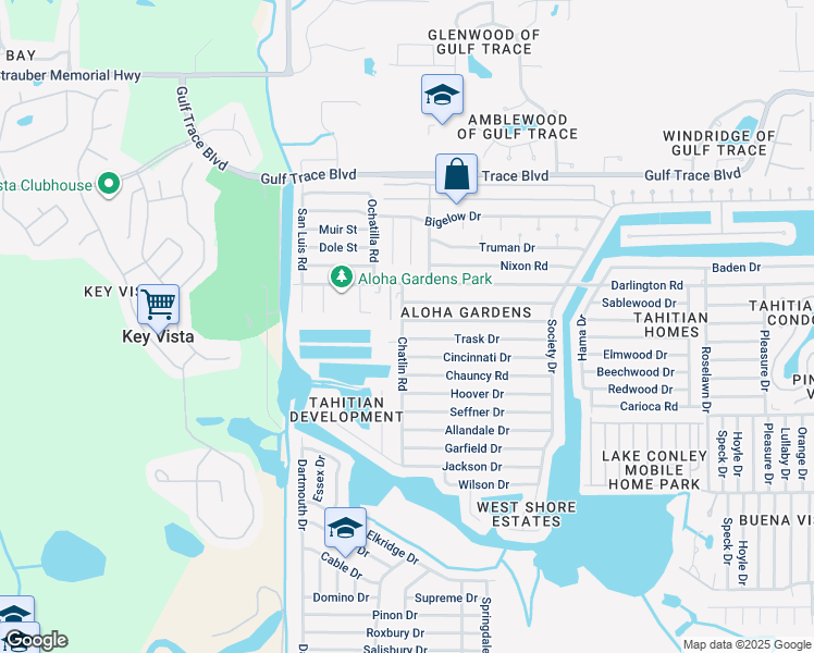 map of restaurants, bars, coffee shops, grocery stores, and more near 3242 Umber Road in Holiday
