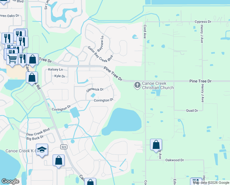 map of restaurants, bars, coffee shops, grocery stores, and more near 3908 Covington Drive in St. Cloud