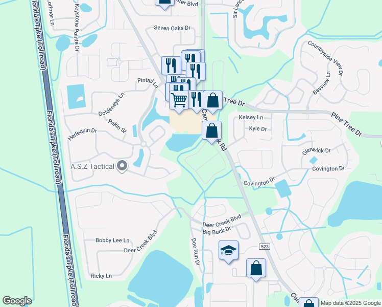 map of restaurants, bars, coffee shops, grocery stores, and more near 3491 Allegra Circle in St. Cloud
