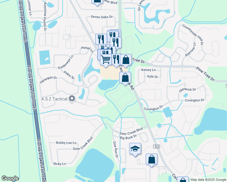 map of restaurants, bars, coffee shops, grocery stores, and more near 3491 Allegra Circle in St. Cloud