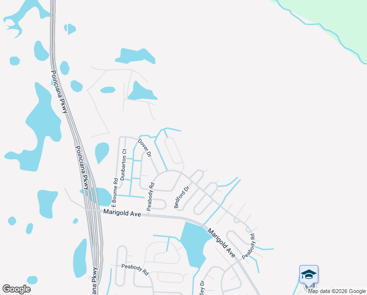 map of restaurants, bars, coffee shops, grocery stores, and more near 1328 Burnley Court in Kissimmee