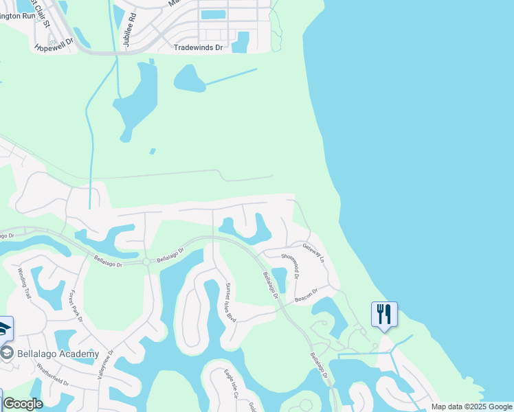 map of restaurants, bars, coffee shops, grocery stores, and more near 1750 Windward Oaks Court in Kissimmee