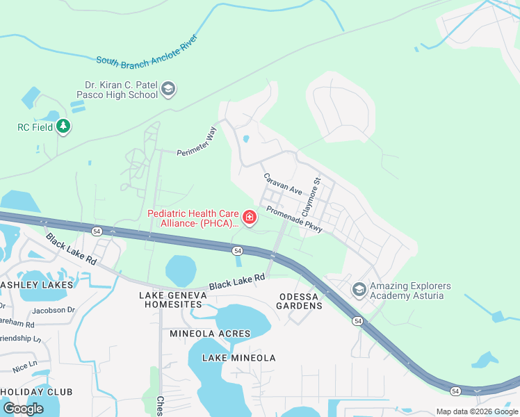 map of restaurants, bars, coffee shops, grocery stores, and more near 14703 Florida 54 in Odessa