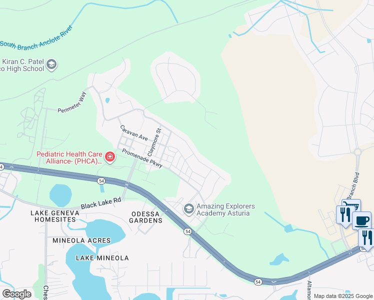 map of restaurants, bars, coffee shops, grocery stores, and more near 15166 Renaissance Avenue in Odessa