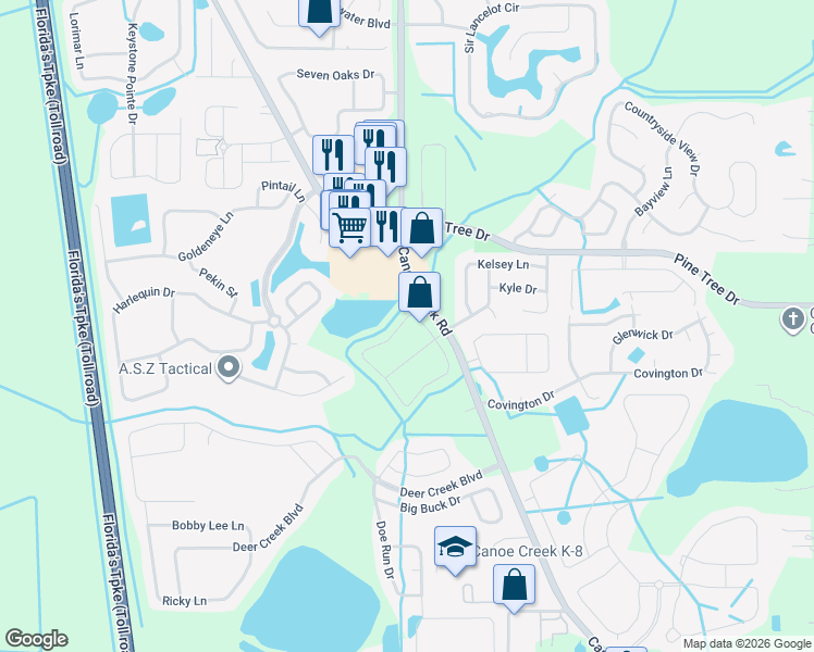 map of restaurants, bars, coffee shops, grocery stores, and more near 3456 Allegra Circle in St. Cloud