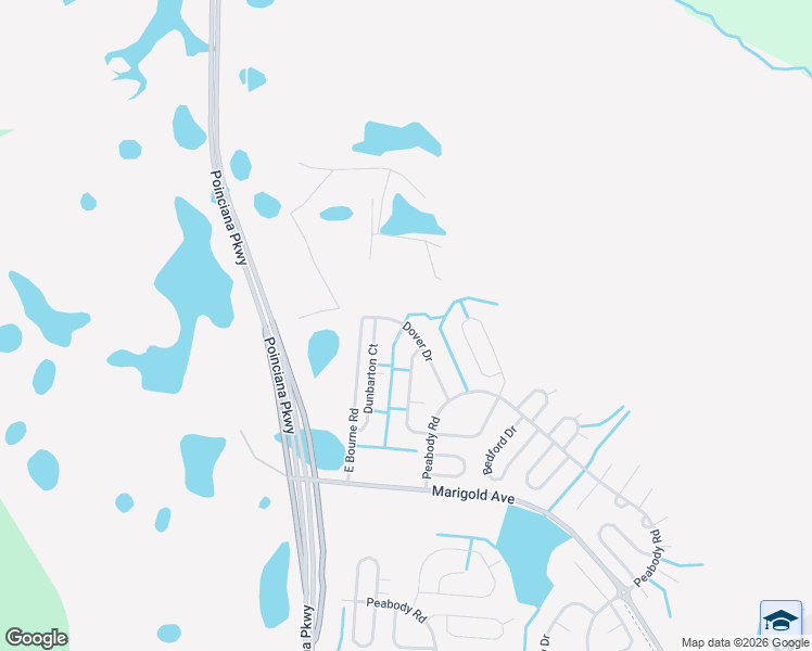 map of restaurants, bars, coffee shops, grocery stores, and more near 1356 Dunbarton Court in Kissimmee