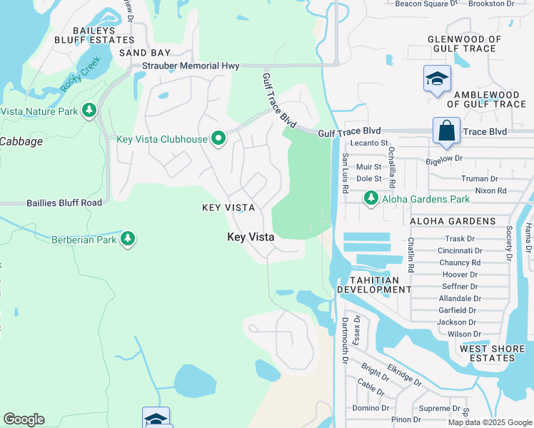 map of restaurants, bars, coffee shops, grocery stores, and more near 2410 Indian Key Drive in Holiday
