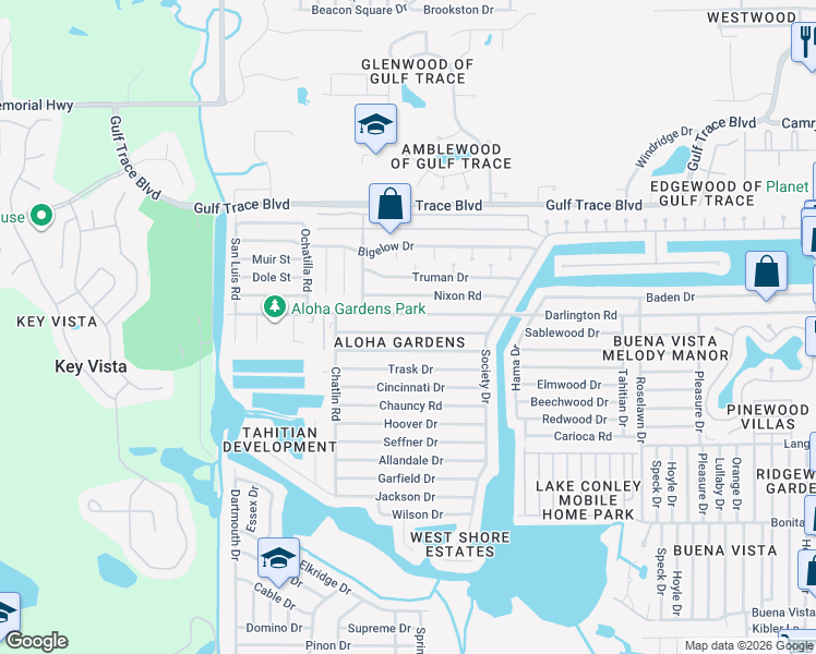 map of restaurants, bars, coffee shops, grocery stores, and more near in Holiday