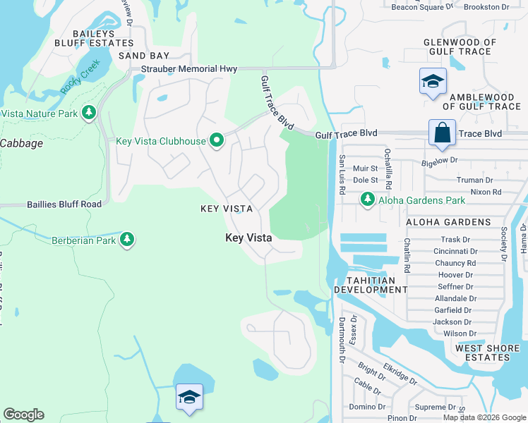 map of restaurants, bars, coffee shops, grocery stores, and more near 2410 Indian Key Drive in Holiday