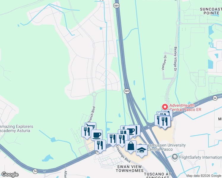 map of restaurants, bars, coffee shops, grocery stores, and more near 16521 Secret Meadow Drive in Odessa