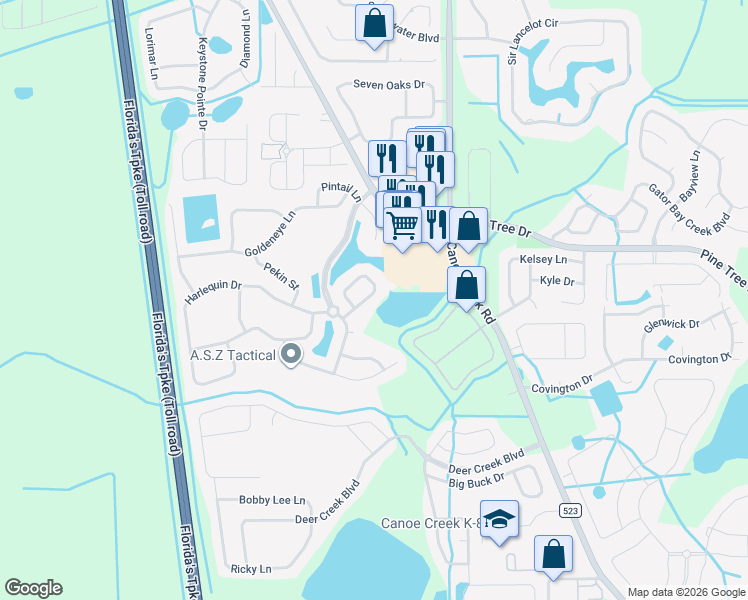 map of restaurants, bars, coffee shops, grocery stores, and more near 3512 Cayugas Loop in St. Cloud