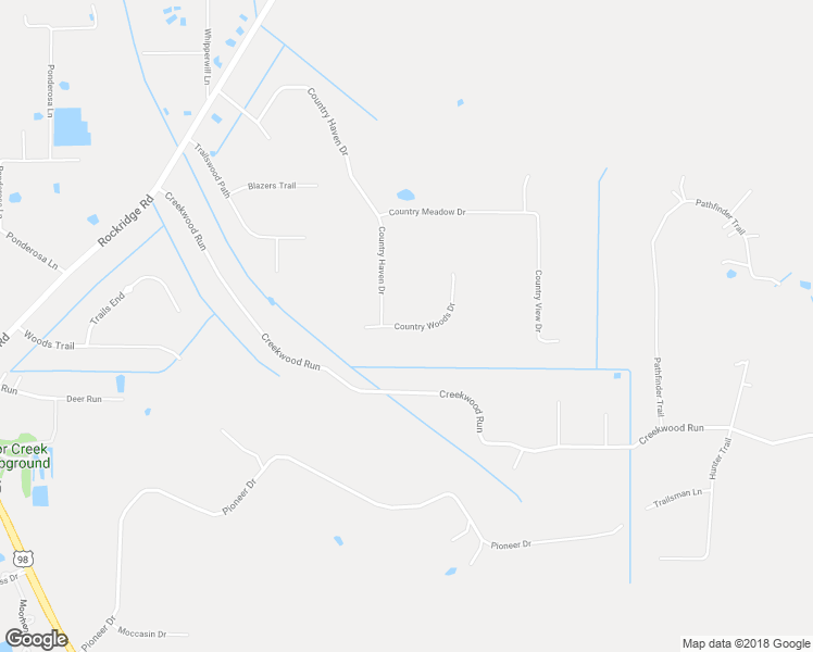 map of restaurants, bars, coffee shops, grocery stores, and more near Country Woods Drive in Lakeland