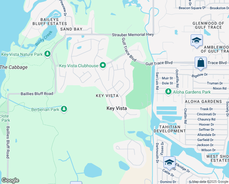 map of restaurants, bars, coffee shops, grocery stores, and more near 2511 Indian Key Drive in Holiday