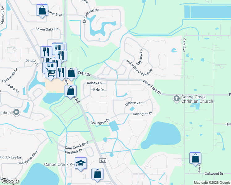 map of restaurants, bars, coffee shops, grocery stores, and more near 3317 Kaleigh Court in St. Cloud