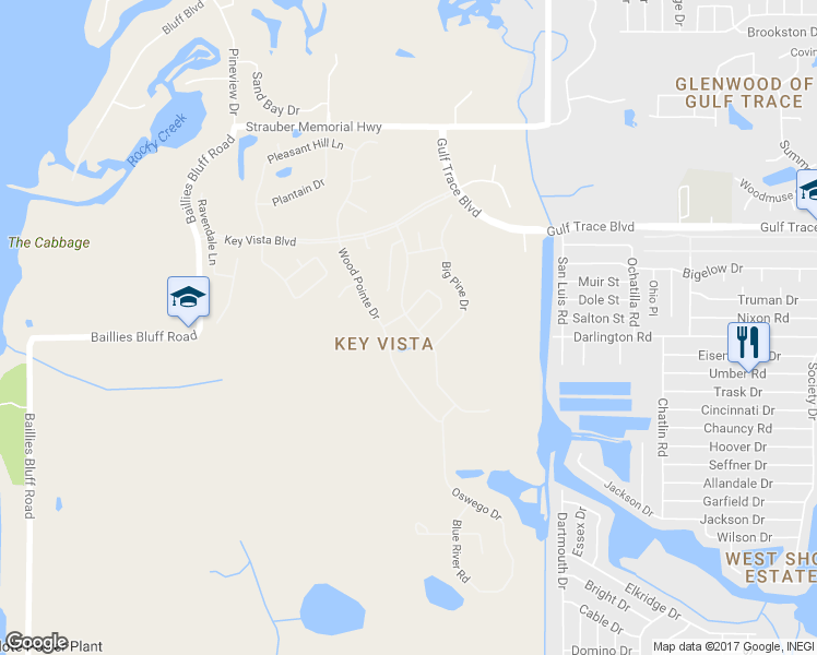 map of restaurants, bars, coffee shops, grocery stores, and more near 2515 Indian Key Drive in Holiday