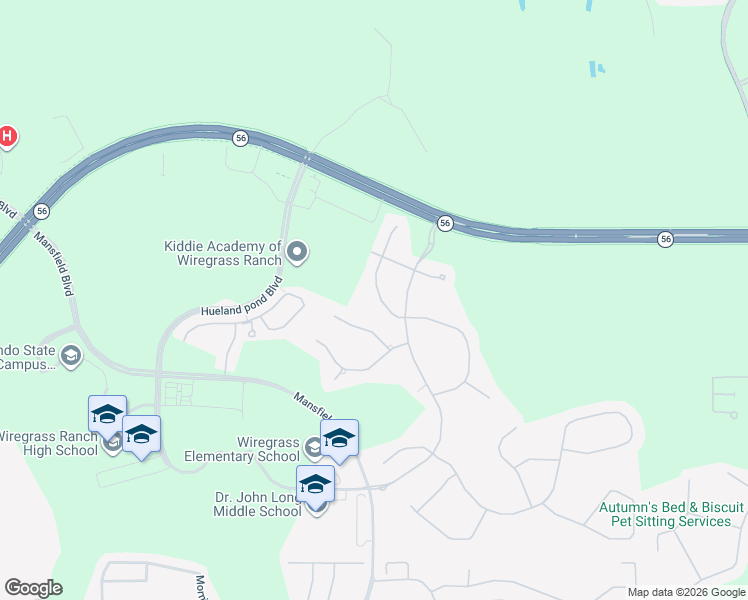 map of restaurants, bars, coffee shops, grocery stores, and more near 2671 Tarragona Way in Wesley Chapel