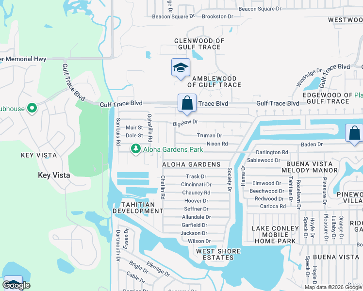 map of restaurants, bars, coffee shops, grocery stores, and more near 3336 Nixon Road in Holiday