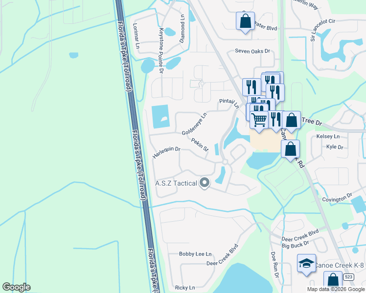 map of restaurants, bars, coffee shops, grocery stores, and more near 3503 Harlequin Drive in St. Cloud