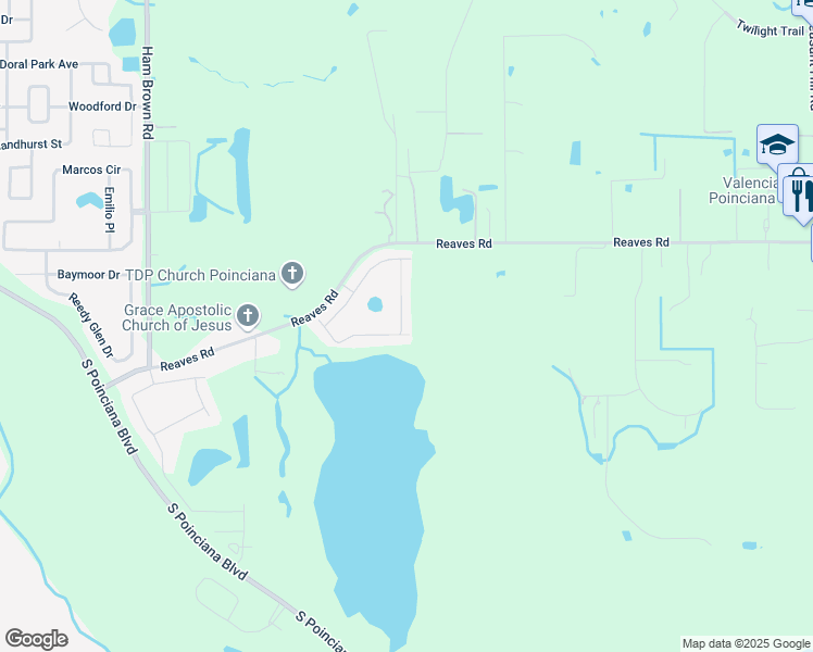 map of restaurants, bars, coffee shops, grocery stores, and more near 3361 Perennial LN in Kissimmee