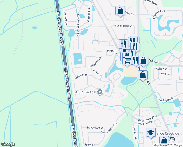 map of restaurants, bars, coffee shops, grocery stores, and more near 3503 Harlequin Drive in St. Cloud