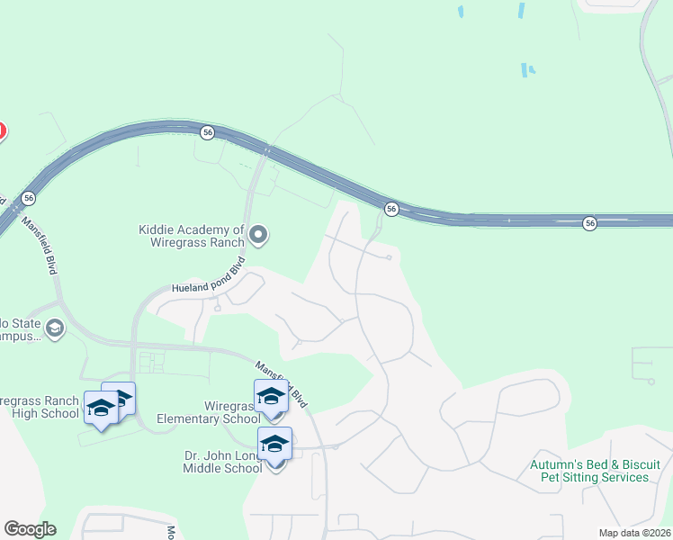 map of restaurants, bars, coffee shops, grocery stores, and more near 2671 Tarragona Way in Wesley Chapel
