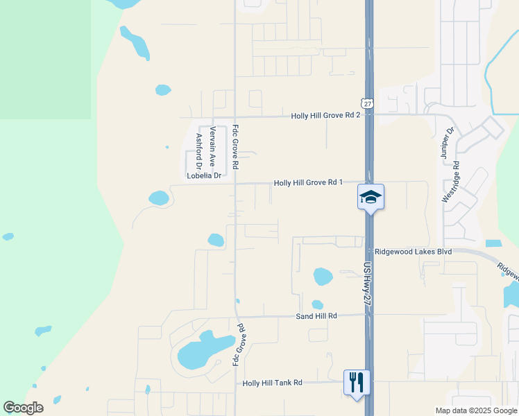 map of restaurants, bars, coffee shops, grocery stores, and more near 2713 Holly Hill Grove Road 1 in Davenport