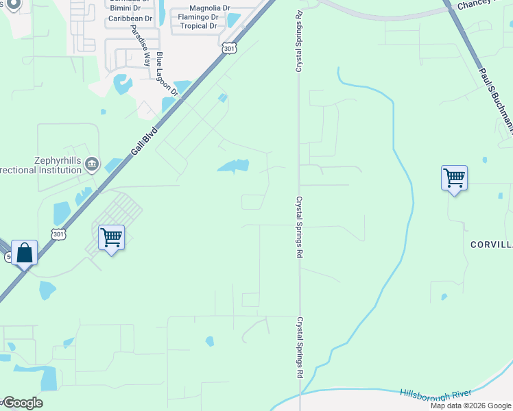 map of restaurants, bars, coffee shops, grocery stores, and more near 2644 Sunny Pebble Loop in Zephyrhills