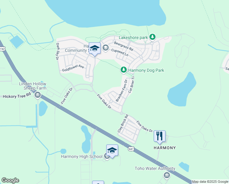 map of restaurants, bars, coffee shops, grocery stores, and more near 7041 Buttonbush Loop in St. Cloud