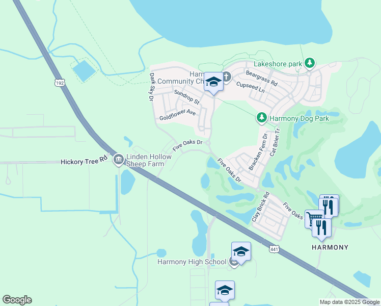 map of restaurants, bars, coffee shops, grocery stores, and more near 3344 Cordgrass Place in St. Cloud