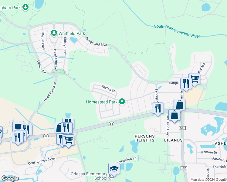 map of restaurants, bars, coffee shops, grocery stores, and more near 13203 Payton Street in Odessa