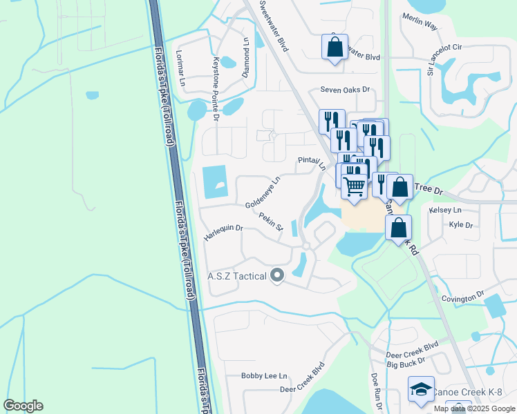 map of restaurants, bars, coffee shops, grocery stores, and more near 3432 Goldeneye Lane in Saint Cloud