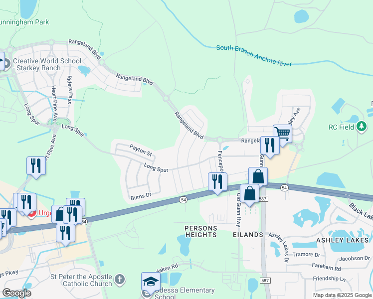 map of restaurants, bars, coffee shops, grocery stores, and more near 2611 Murray Pass in Odessa