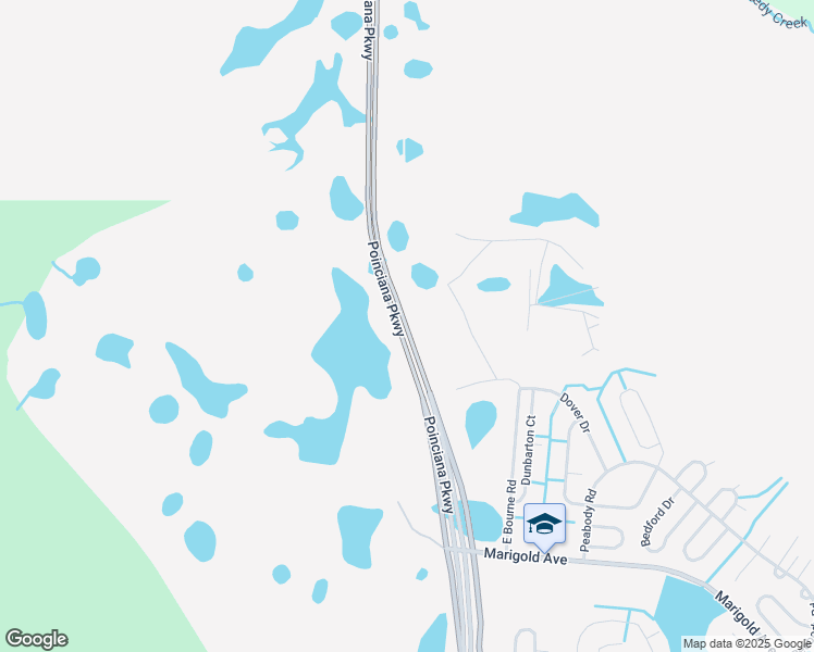 map of restaurants, bars, coffee shops, grocery stores, and more near Poinciana Parkway in Poinciana