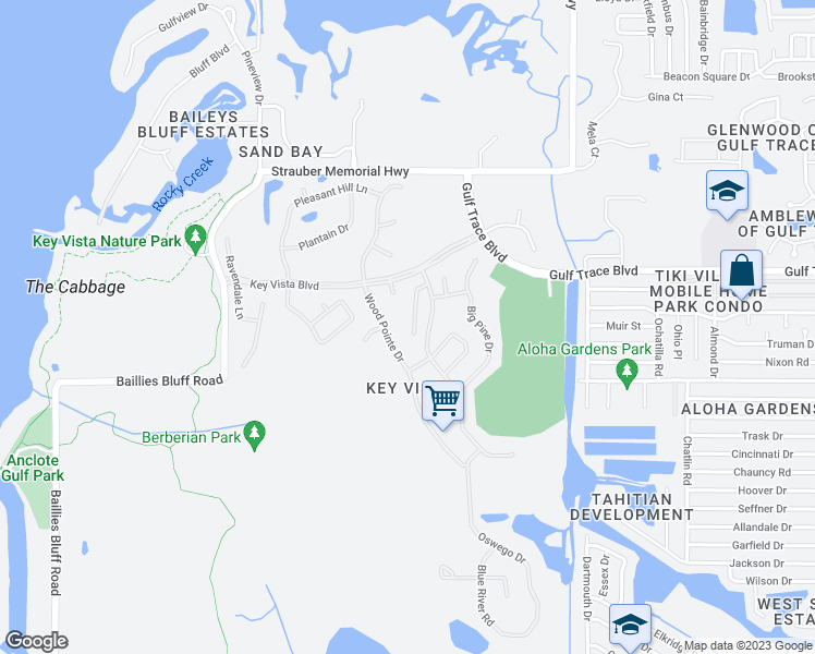 map of restaurants, bars, coffee shops, grocery stores, and more near 2612 Wood Pointe Drive in Holiday