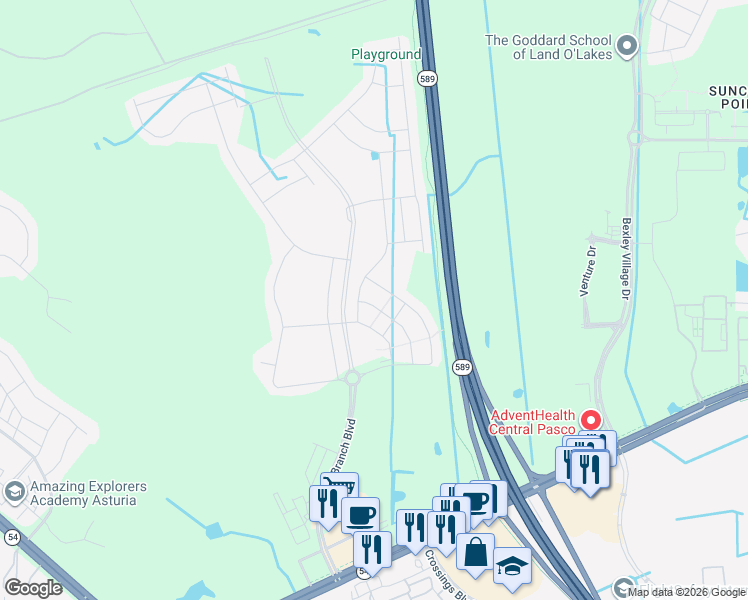 map of restaurants, bars, coffee shops, grocery stores, and more near 16899 Secret Meadow Drive in Odessa