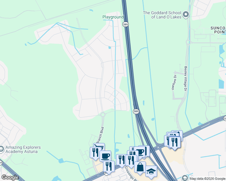 map of restaurants, bars, coffee shops, grocery stores, and more near 16899 Secret Meadow Drive in Odessa