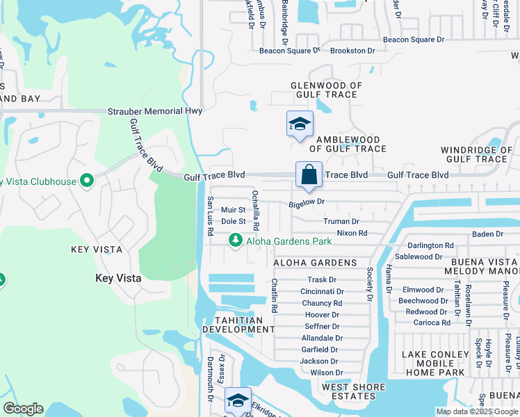map of restaurants, bars, coffee shops, grocery stores, and more near 2620 Ochatilla Road in Holiday