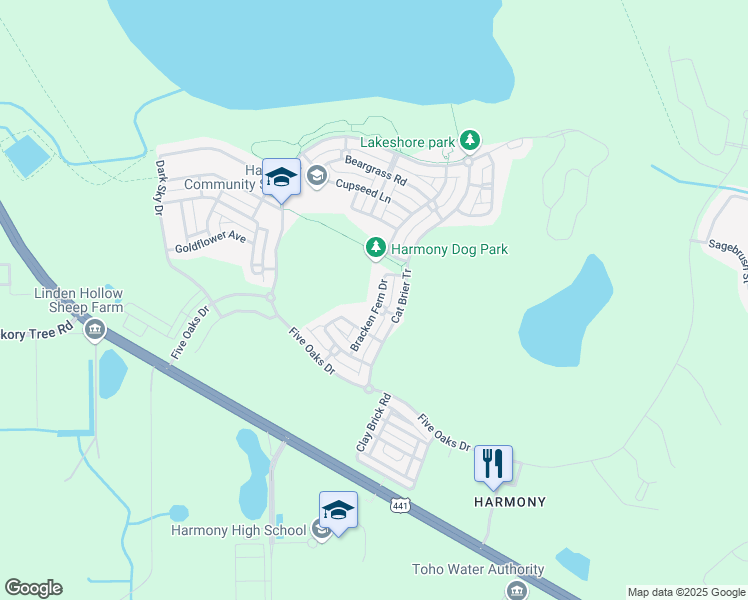 map of restaurants, bars, coffee shops, grocery stores, and more near 3314 Bracken Fern Drive in Osceola County