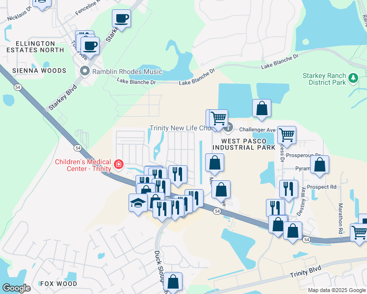 map of restaurants, bars, coffee shops, grocery stores, and more near 2636 Brynwood Drive in New Port Richey