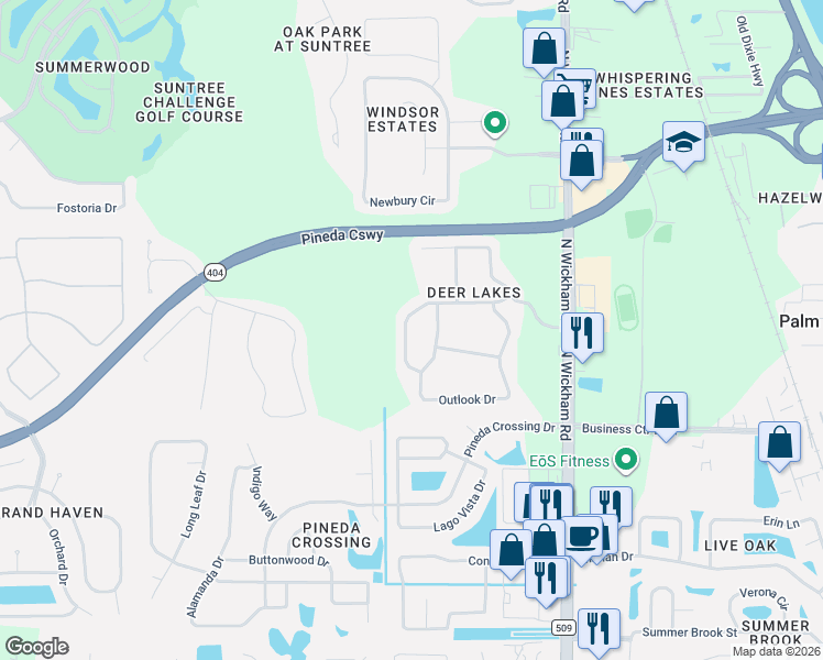 map of restaurants, bars, coffee shops, grocery stores, and more near 3567 Hoofprint Drive in Melbourne