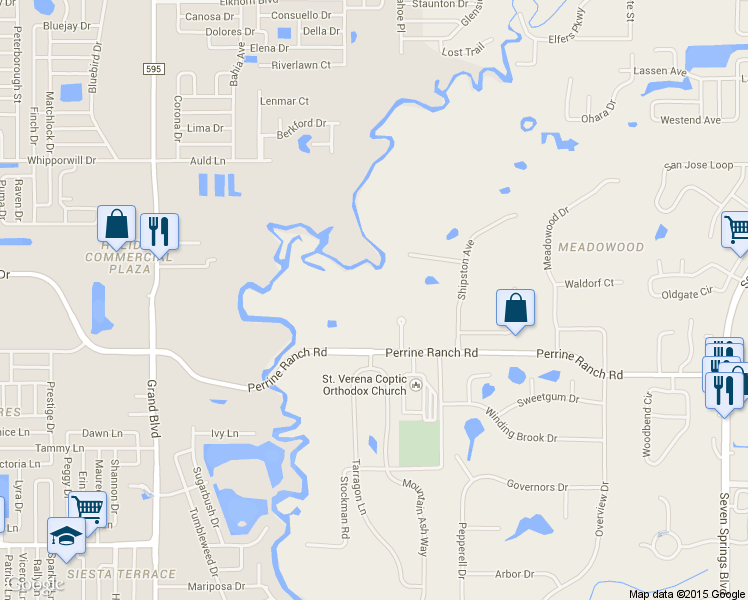 map of restaurants, bars, coffee shops, grocery stores, and more near 6029 Perrine Ranch Rd in New Port Richey