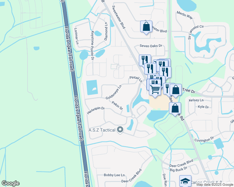 map of restaurants, bars, coffee shops, grocery stores, and more near 3442 Goldeneye Lane in Saint Cloud