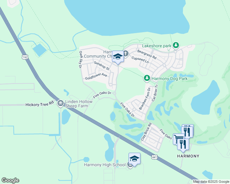 map of restaurants, bars, coffee shops, grocery stores, and more near 3450 Schoolhouse Road in Saint Cloud