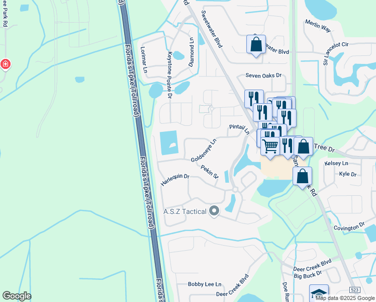 map of restaurants, bars, coffee shops, grocery stores, and more near 3427 Goldeneye Lane in St. Cloud