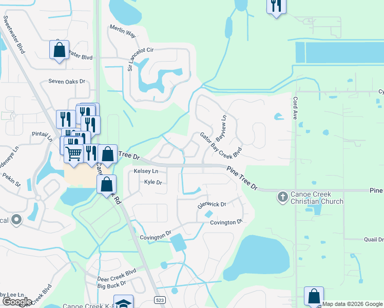 map of restaurants, bars, coffee shops, grocery stores, and more near 3815 Opal Circle in St. Cloud