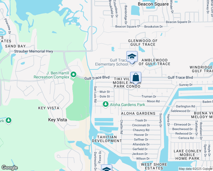 map of restaurants, bars, coffee shops, grocery stores, and more near 3117 Bigelow Drive in Holiday